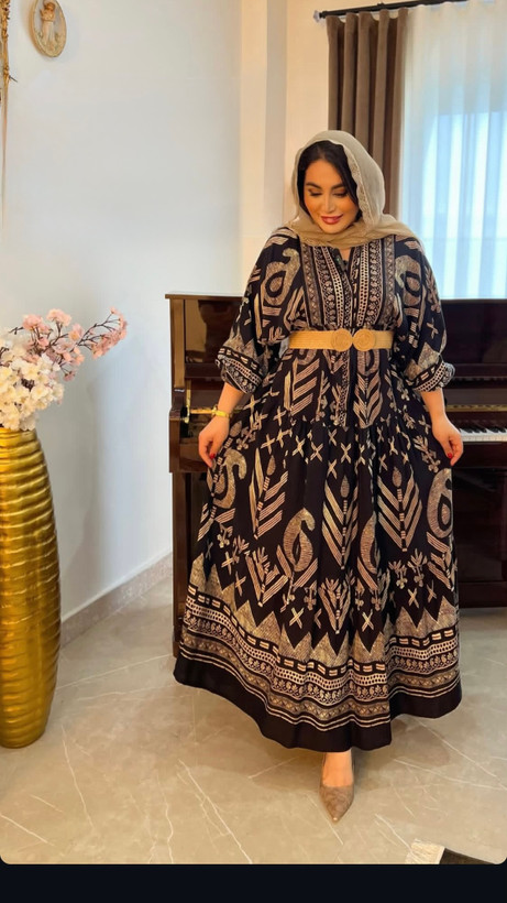 پیراهن ساحلی زنانه برند ترک آشیلدا جنس نخ طرح ترمه