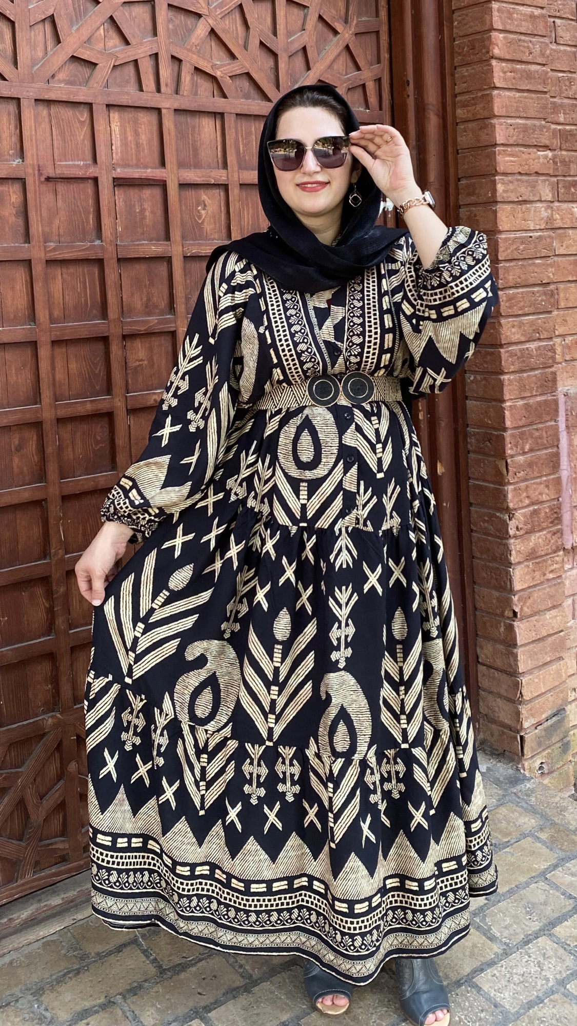 پیراهن ساحلی زنانه برند ترک آشیلدا جنس نخ طرح ترمه