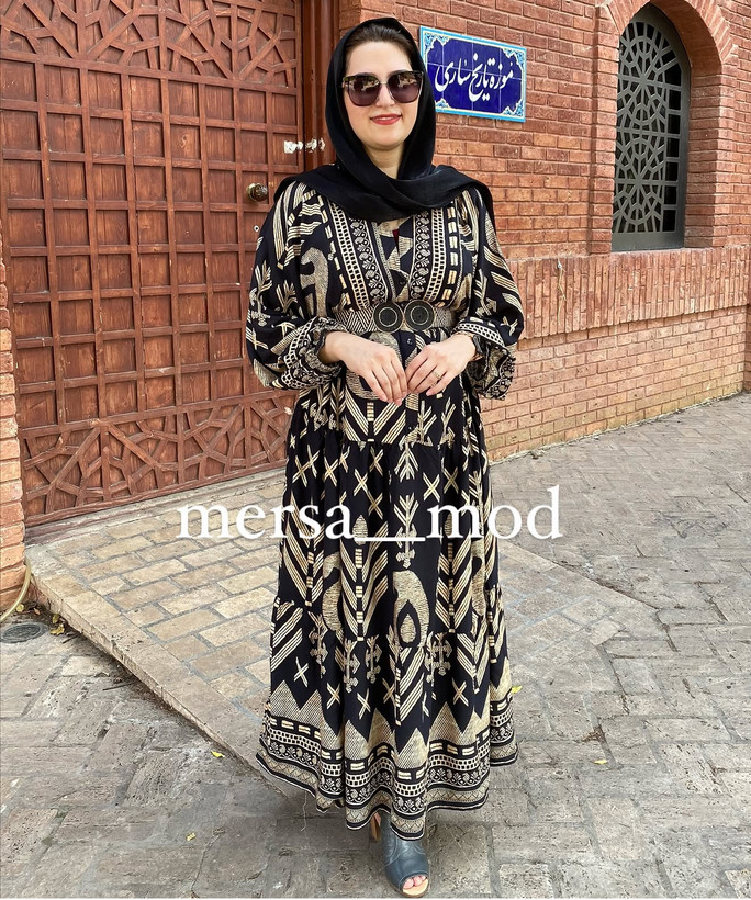 پیراهن ساحلی زنانه برند ترک آشیلدا جنس نخ طرح ترمه