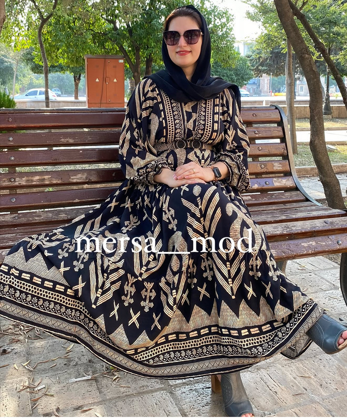 پیراهن ساحلی زنانه برند ترک آشیلدا جنس نخ طرح ترمه