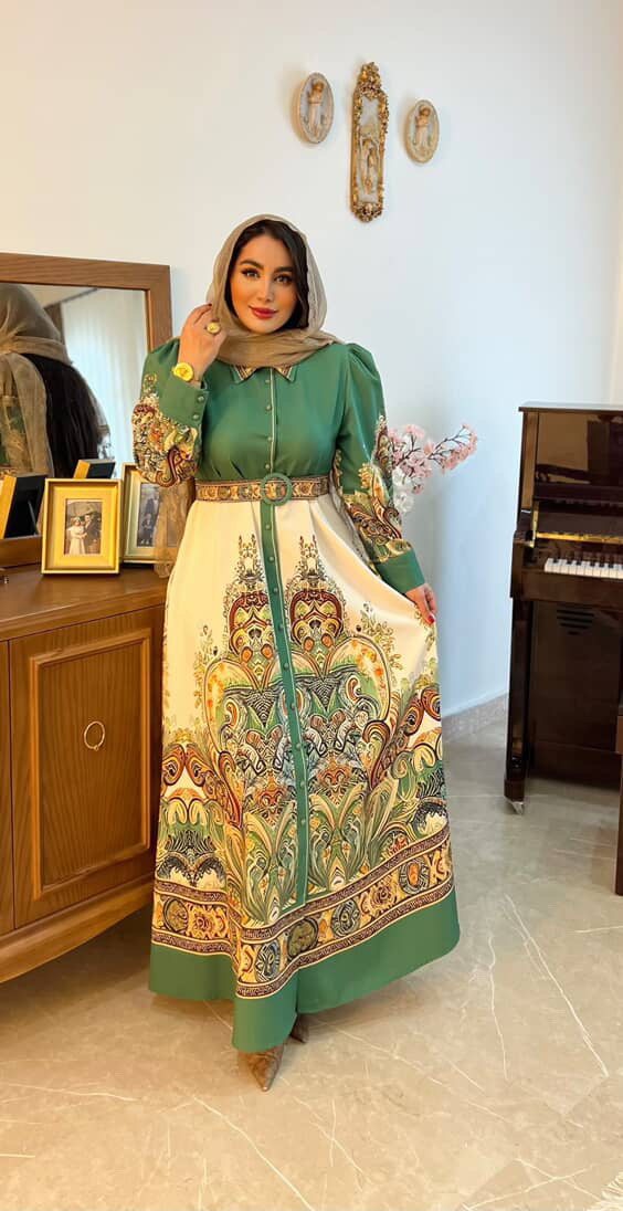 پیراهن زنانه ترک برند جنیفر جنس کرپ اطلسی