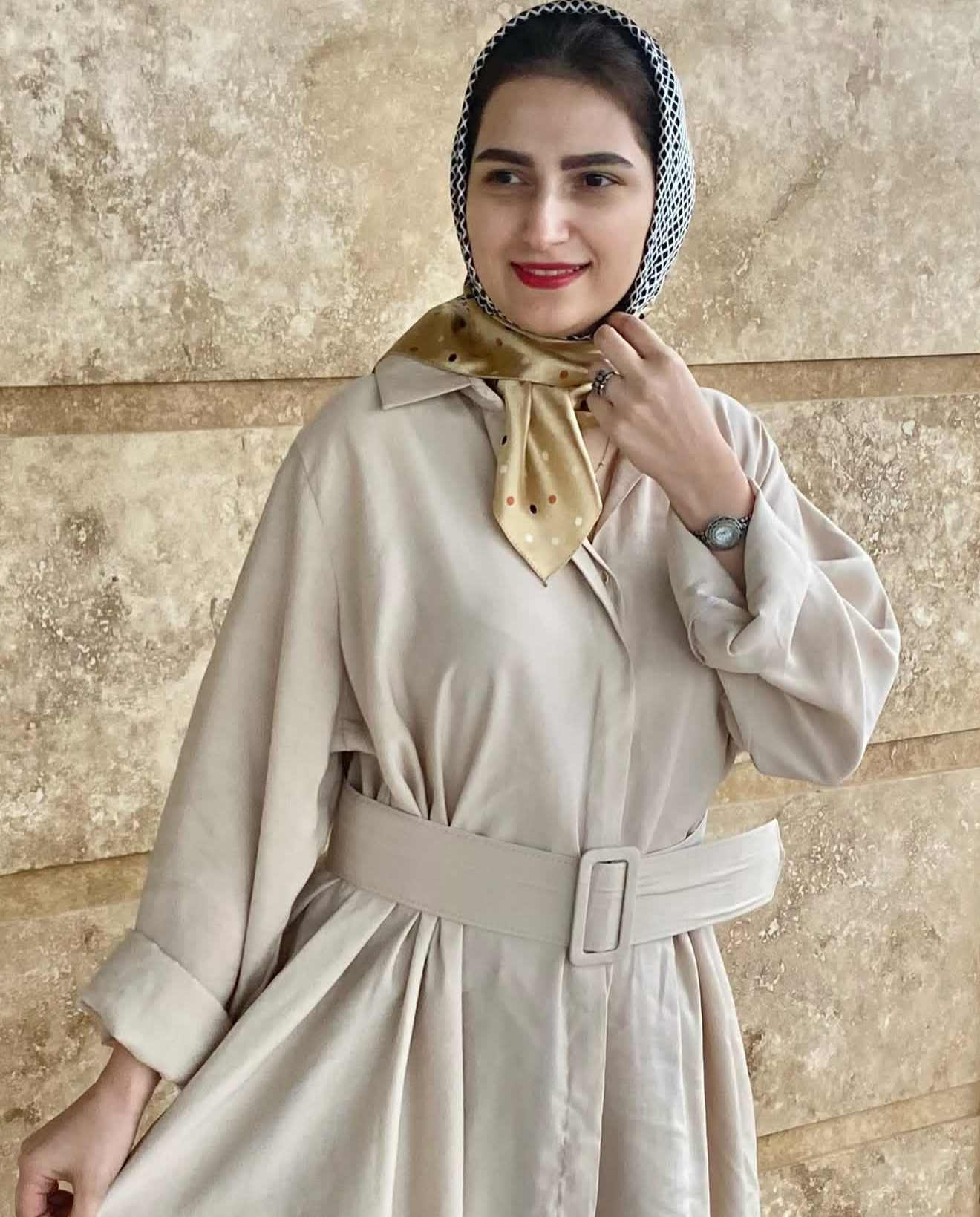 پیراهن ساحلی زنانه ترک برند آشیلدا جنس سیلک رنگ کرم