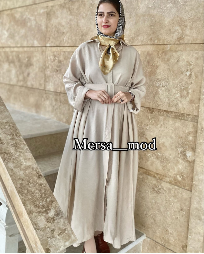 پیراهن ساحلی زنانه ترک برند آشیلدا جنس سیلک رنگ کرم