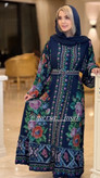 پیراهن شماره دوزی زنانه ترک برند آشیلدا جنس نخی رنگ سرمه ای