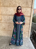 پیراهن شماره دوزی زنانه ترک برند آشیلدا جنس نخی رنگ سرمه ای