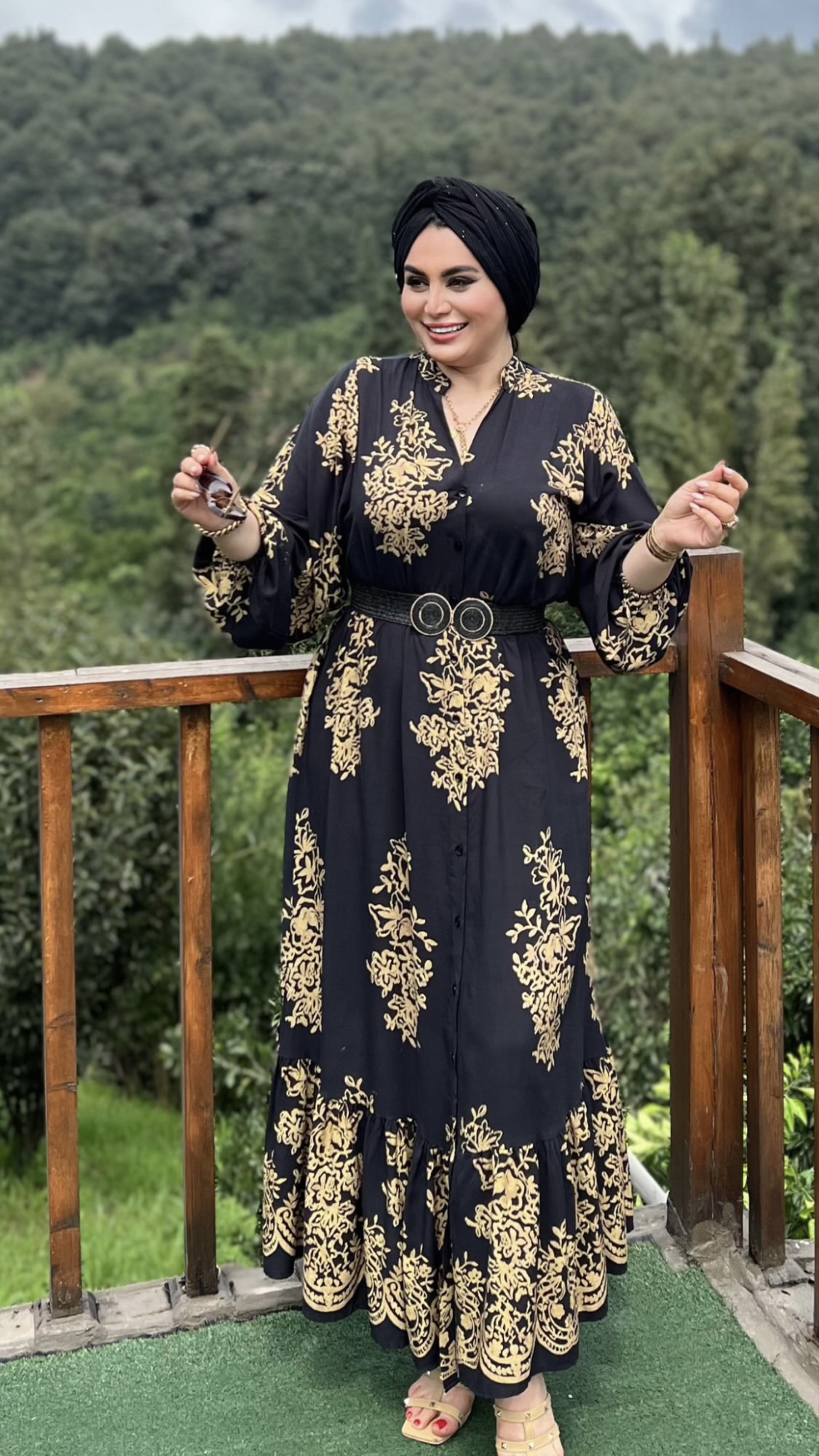 پیراهن زنانه ترک برند آشیلدا جنس نخ طرح زرین