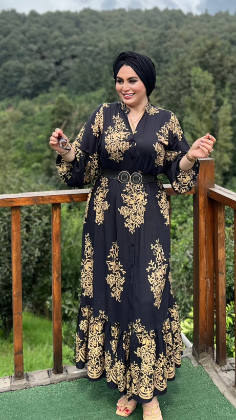 پیراهن زنانه ترک برند آشیلدا جنس نخ طرح زرین