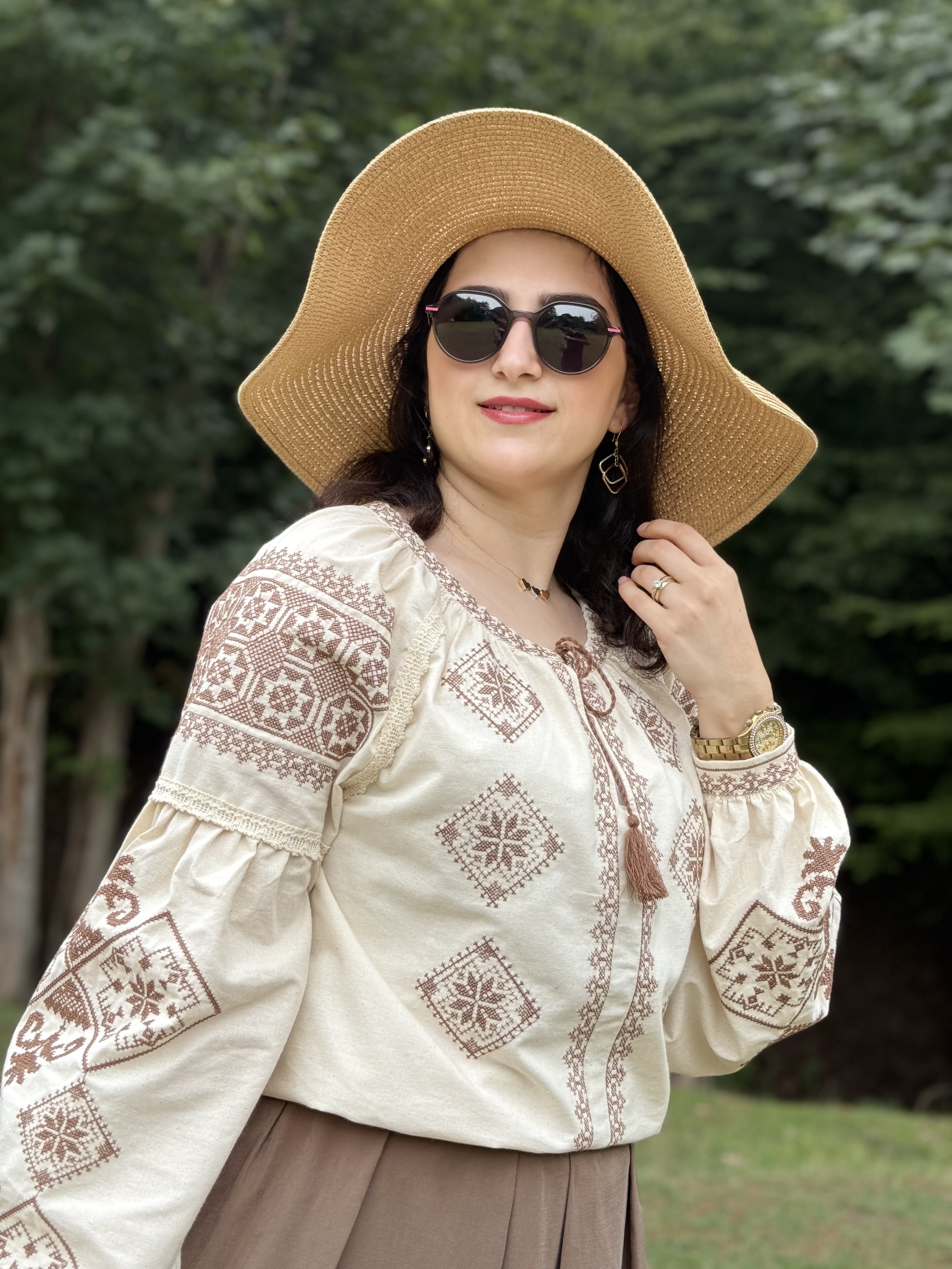 شومیز گلدوزی زنانه ترک جنس لینن