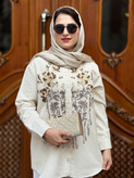 شومیز مجلسی لینن برند اورفئو رنگ کرم